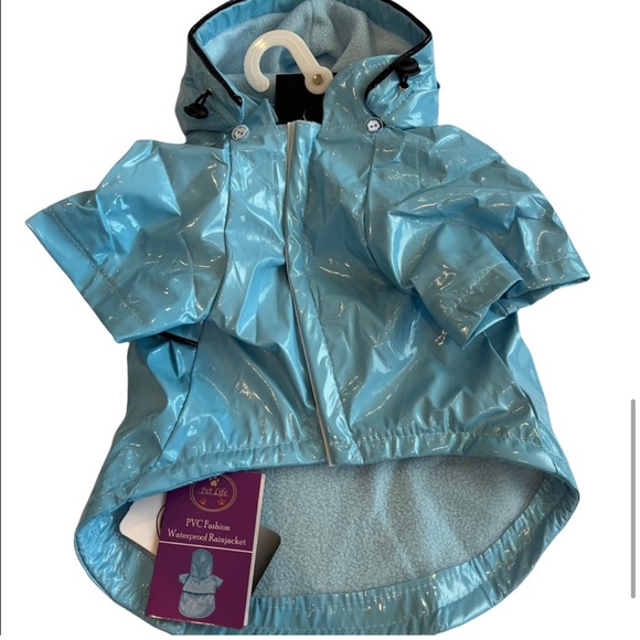 Pet Life DOG 🐩 Baby Blue PVC Waterproof Adjustable Pet Raincoat Size Medium NWT - Picture 7 of 15
